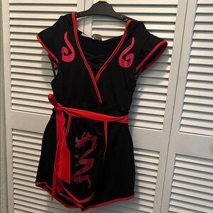 # 0577 + short sleeve jump shorts ninja Black and Red Dragon Costume